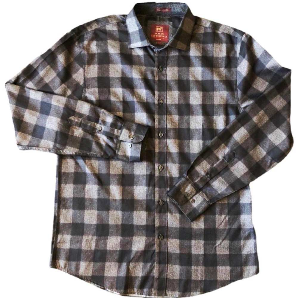 James Tattersall Black Plaid Button Shirt